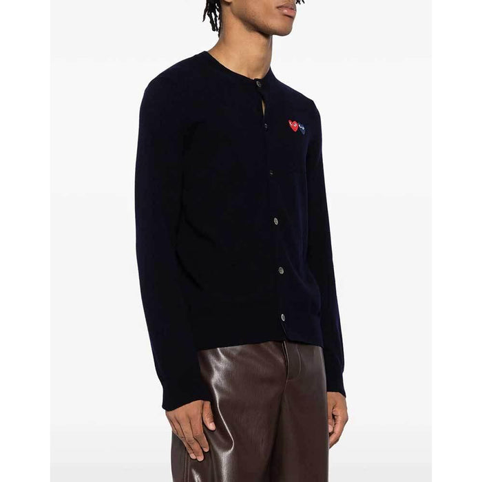 Comme des Garcons Navy Double Heart Unisex Cardigan