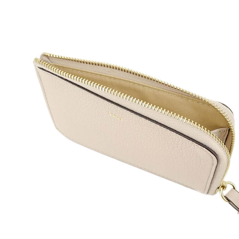 Chloe Alphabet Small Coin Card Holder Wild Grey Leather Wall CHC21 WP944 F57 084