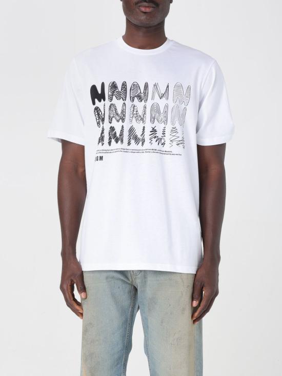 MSGM White Short Sleeve Cotton Logo T-Shirt Men 3840 MM1102 5709701