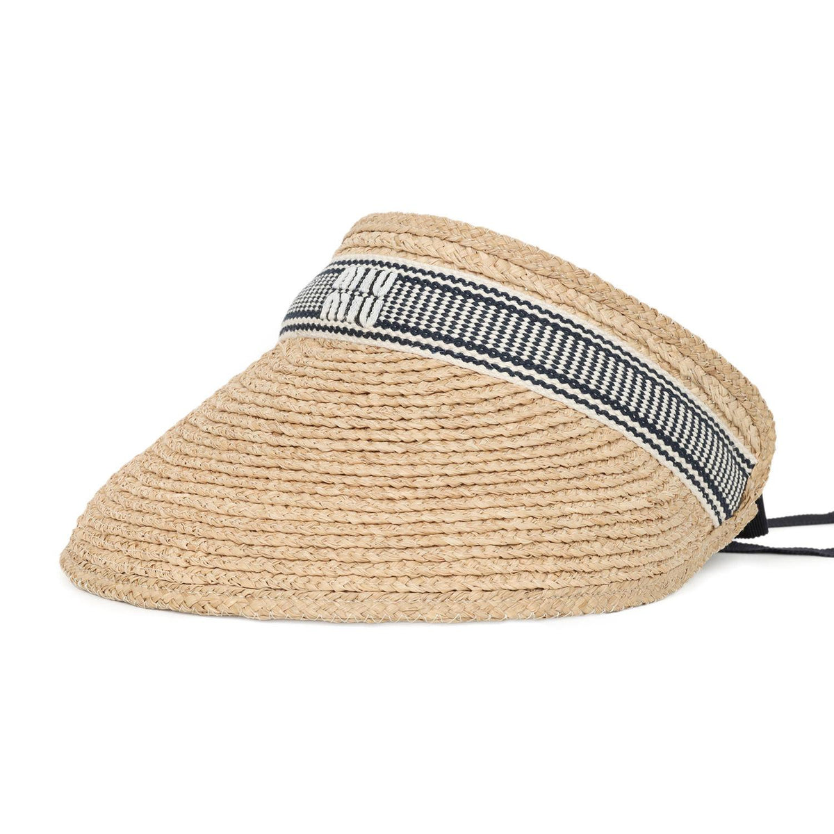 Miu Miu Natural Blue Raffia Sun Visor Hat 5HV023 2IH4 F075R