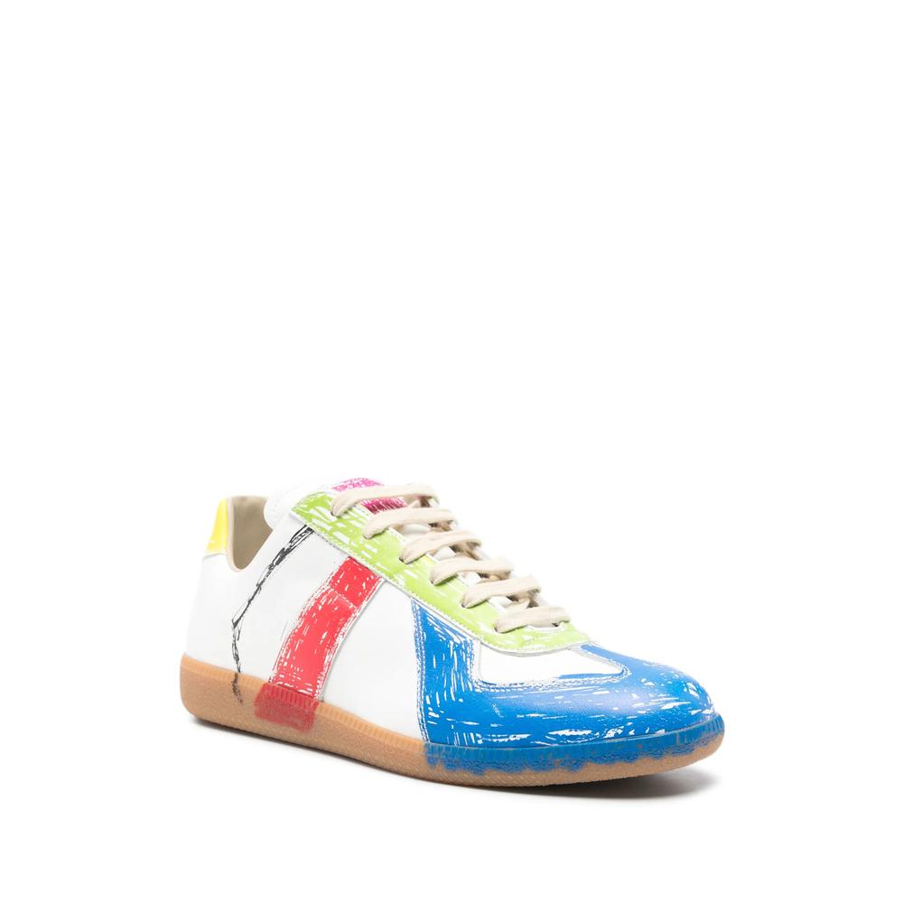 Maison Margiela White Leather Low-Top Sneakers