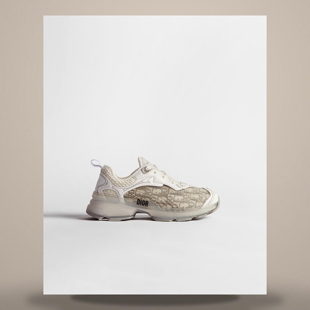 DIOR Grey Dior Oblique Technical Fabric Transparent Rubber Low-Top Sneakers