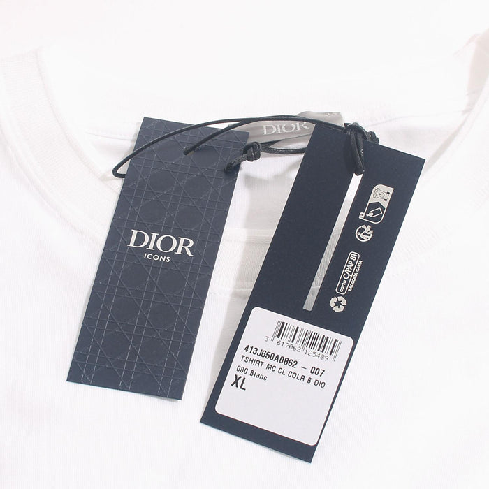 DIOR MEN Embroidered Logo Short Sleeve T-Shirt White