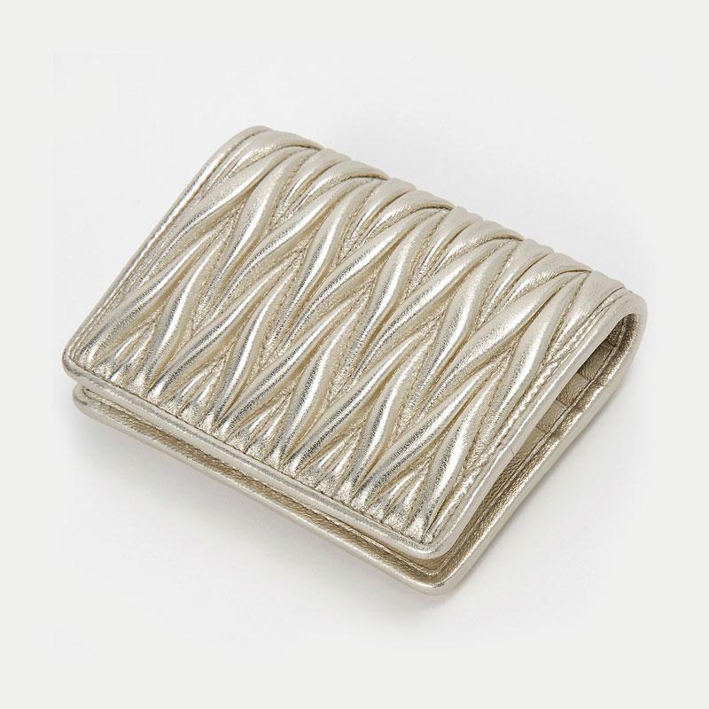 Miu Miu Matelassé Short Wallet Gold 5MV204 AFPP F0846