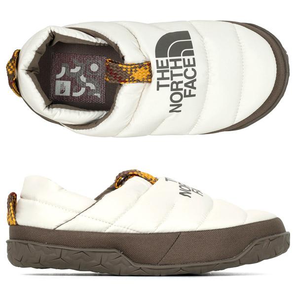 The North Face White Dune Mocha Brown Nuptse Puffer Mule Slippers NF0A5G2B EI6