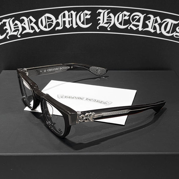 Chrome Hearts Convoluted Brown Silver Accents Eyeglasses