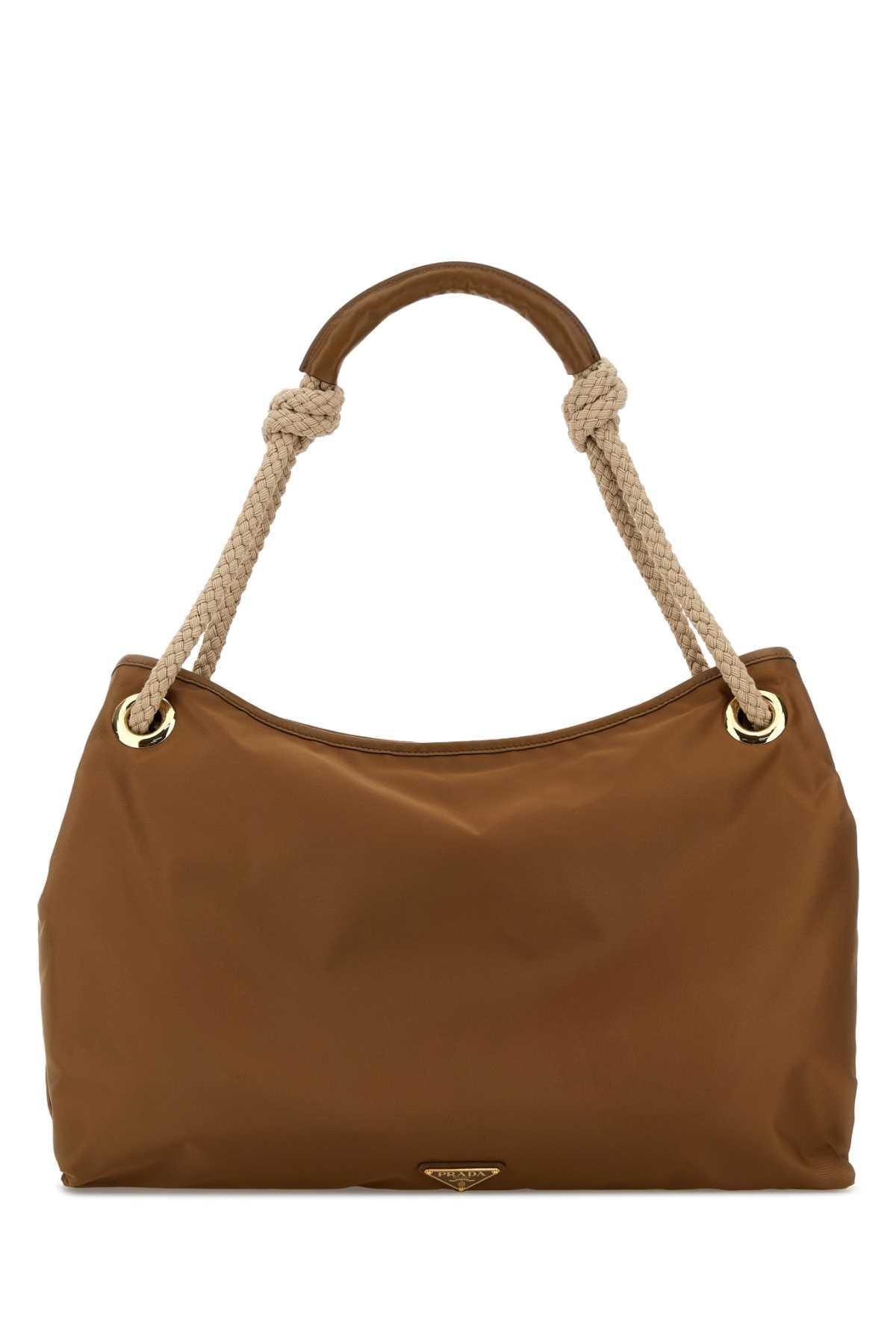 PRADA Leather Shoulder Bag Brown