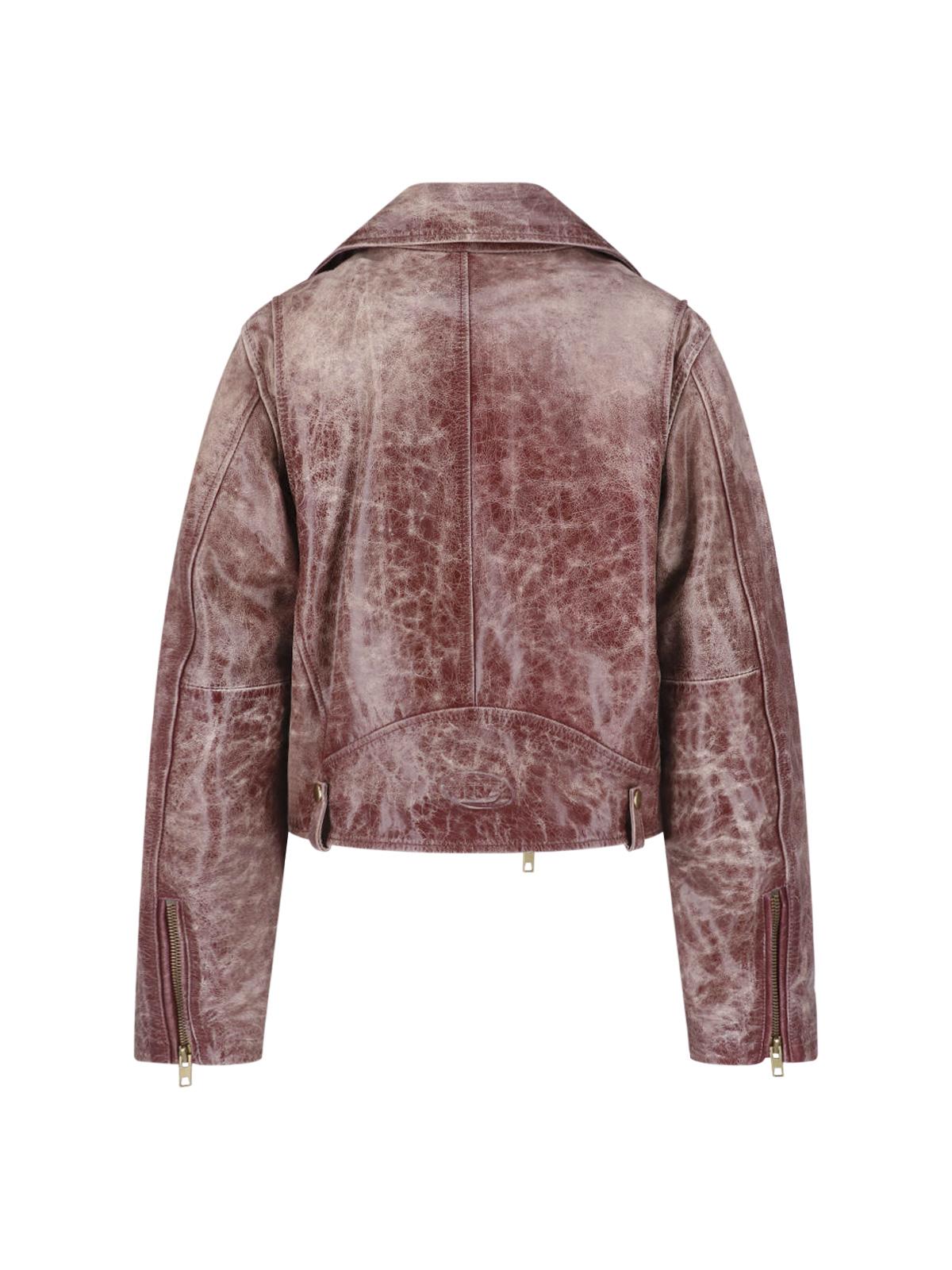 DIESEL Black Leather Moto Biker Jacket Women