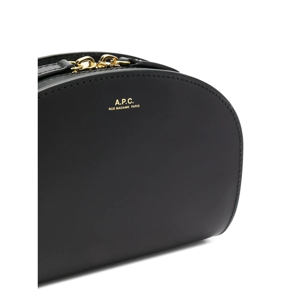 A.P.C. Demi-Lune Mini Crossbody Bag Black Leather Shoulder Bag