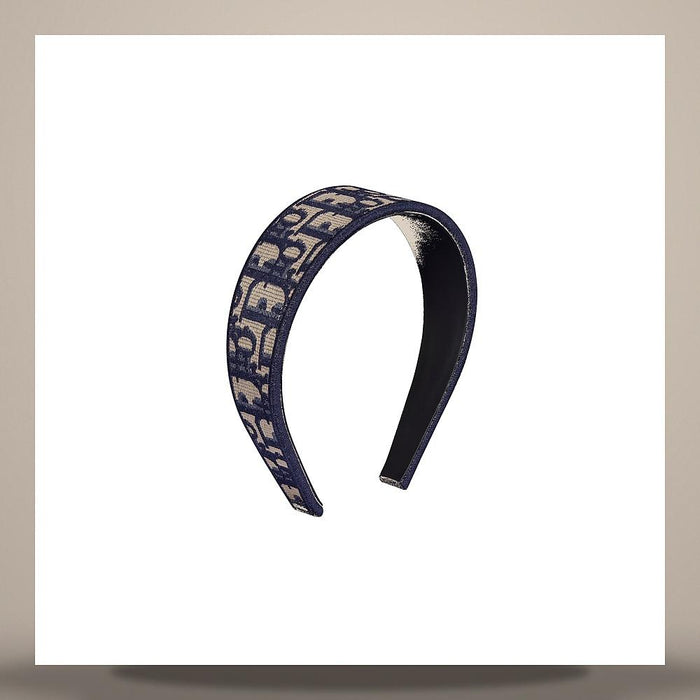 DIOR Oblique Embroidered Hairband Navy Blue