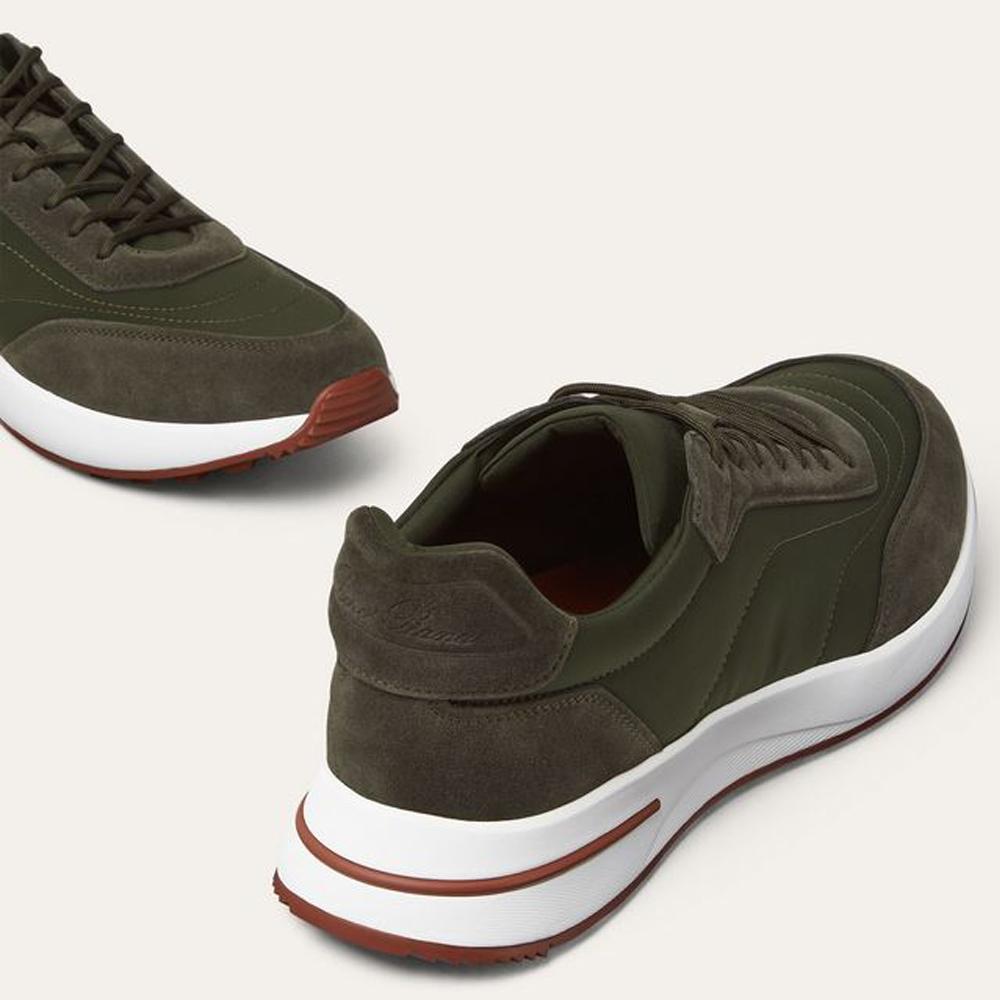 Loro Piana Suede Calfskin Weekend Walk Sneakers Island Green