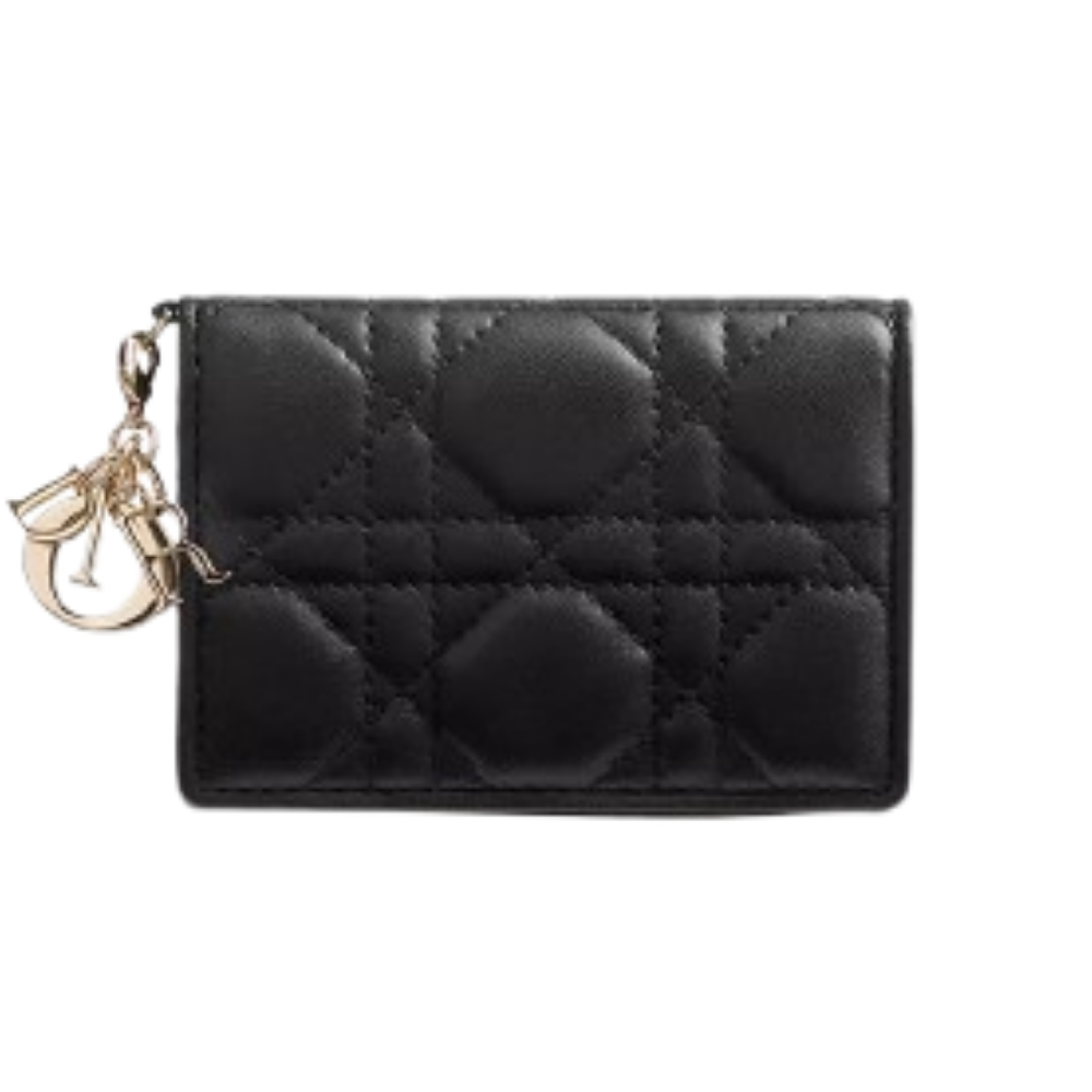 DIOR Lady Dior Bloom Lambskin Card Holder Wallet Unisex