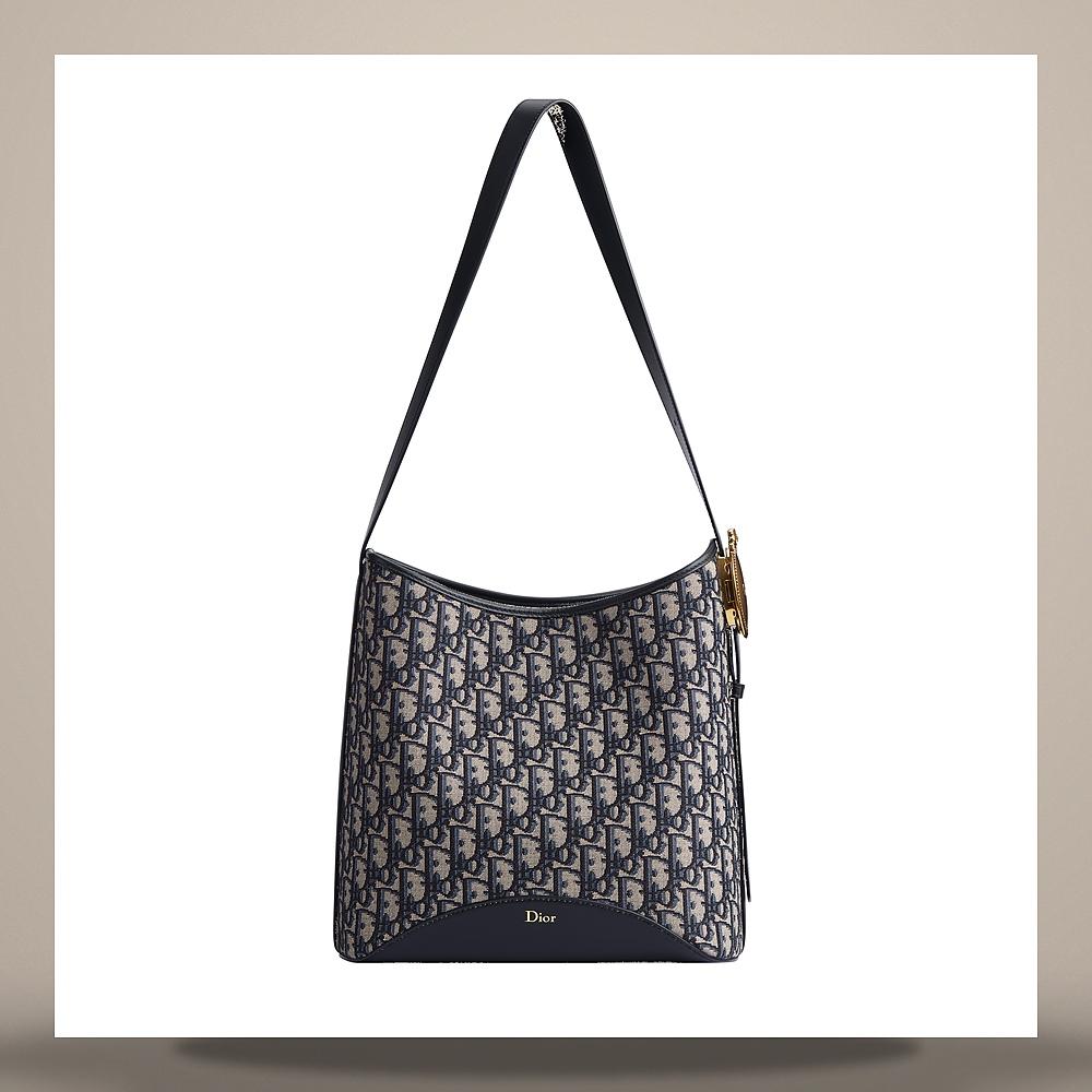 DIOR Blue Oblique Jacquard Medallion Bucket Bag Medium Crossbody M1532QTZQ M928