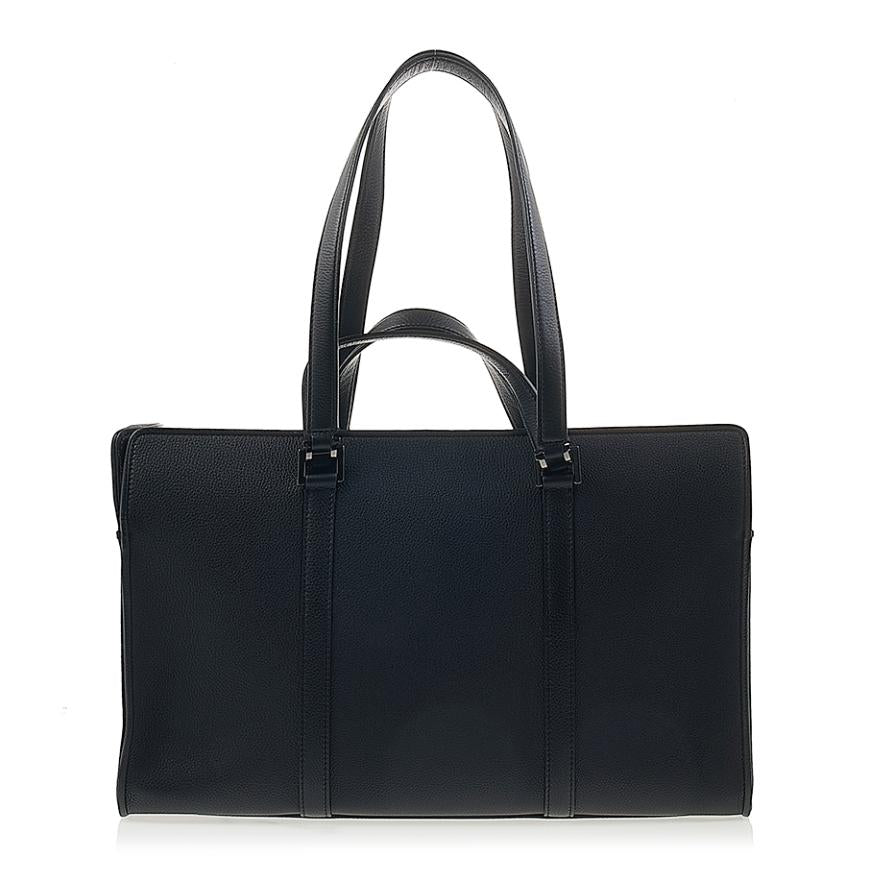 VALENTINO Garavani Signature V Logo Tote Bag Black Leather
