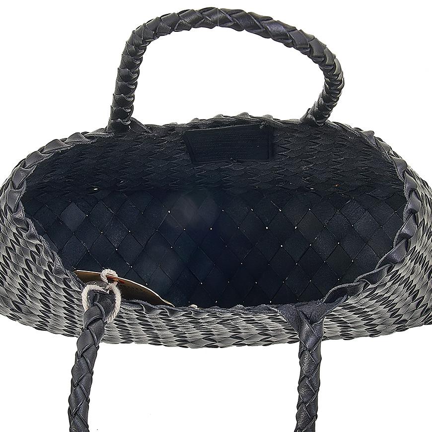Dragon Diffusion Women's Santa Croce Small Woven Leather Tote Bag 8893 BLACK