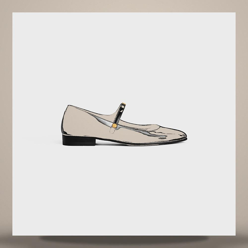 CELINE Glossy Calfskin Black City Mary Jane Ballerina Loafers 366315267D 38NO