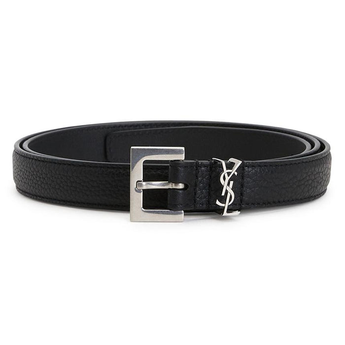 Saint Laurent Monogram Leather Men's Belt Black