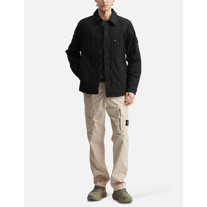 STONE ISLAND Cotton Linen Quilted Coach Jacket for Men Black