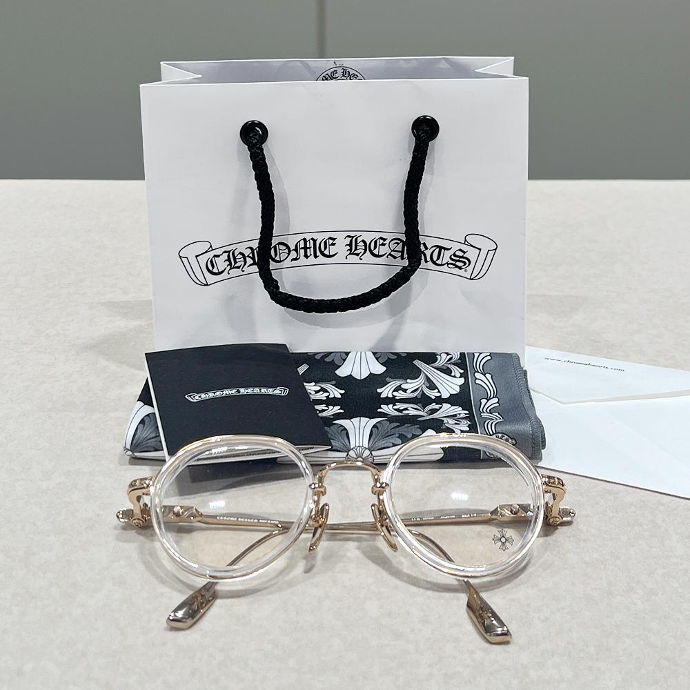 Chrome Hearts Crystal Gold-Tone Sextynine Eyeglasses Unisex