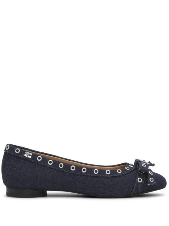 GANNI Leather Ballet Flats S2756642 DARK NAVY DOM