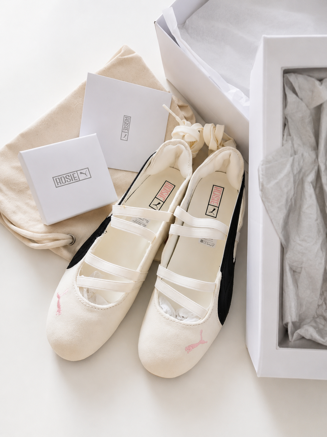 PUMA x ROSE Speedcat Ballet SD Warm White Black Low Top Sneakers 404395 01