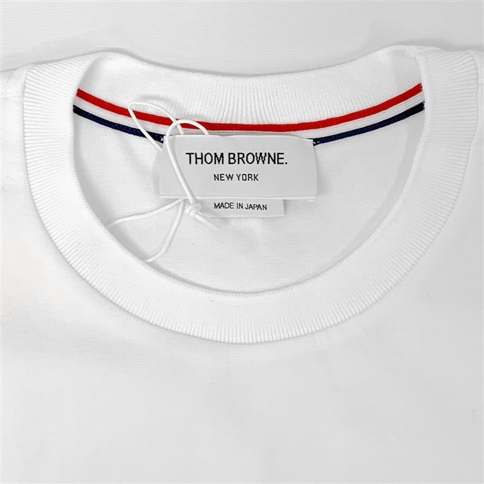 THOM BROWNE Tricolor Stripe Pocket Short Sleeve T-Shirt MJS183A RWB