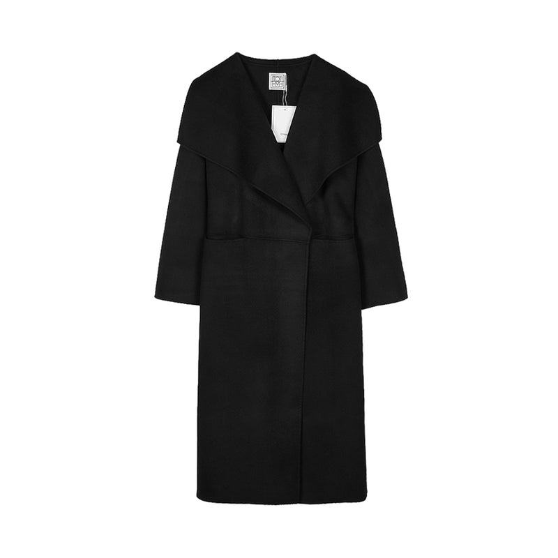 Toteme Women’s Signature Double Coat Black Wool Coat 254WRO0196 FB0049
