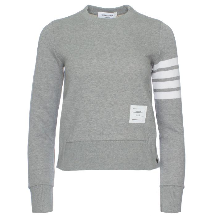 THOM BROWNE Women’s Diagonal Armband Sweatshirt Gray Cotton Pullover