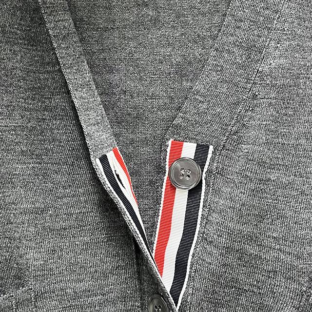 THOM BROWNE 4-Bar Armband Merino Wool Cardigan Gray Women