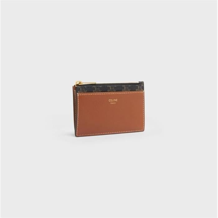 CELINE Triomphe Leather Card Holder Wallet 10F992BZ9
