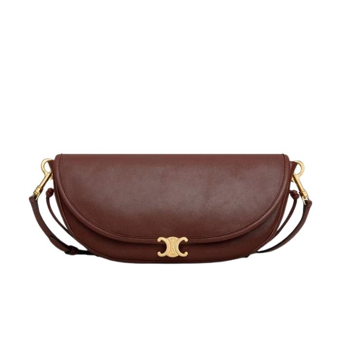 CELINE Little Half Moon Soft Triomphe Supple Shiny Lambskin Shoulder Bag