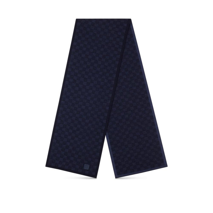 Louis Vuitton Neo Petit Damier Wool Scarf Gray Navy