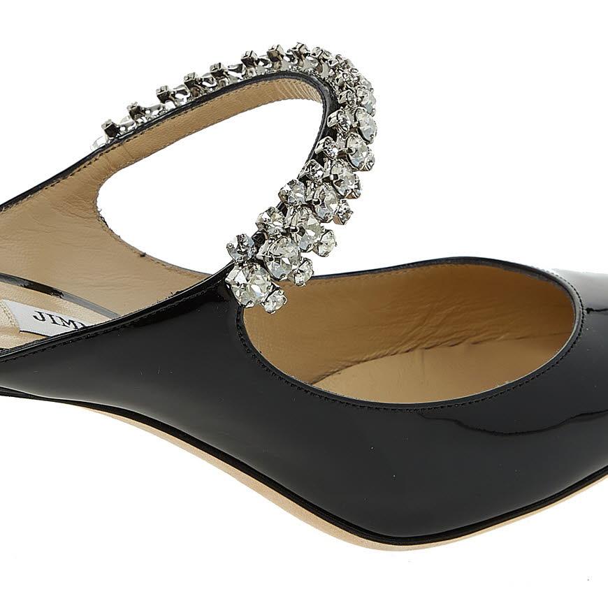 Jimmy Choo Crystal Strap Mule Slides for Women BING 65 PAT BLACK
