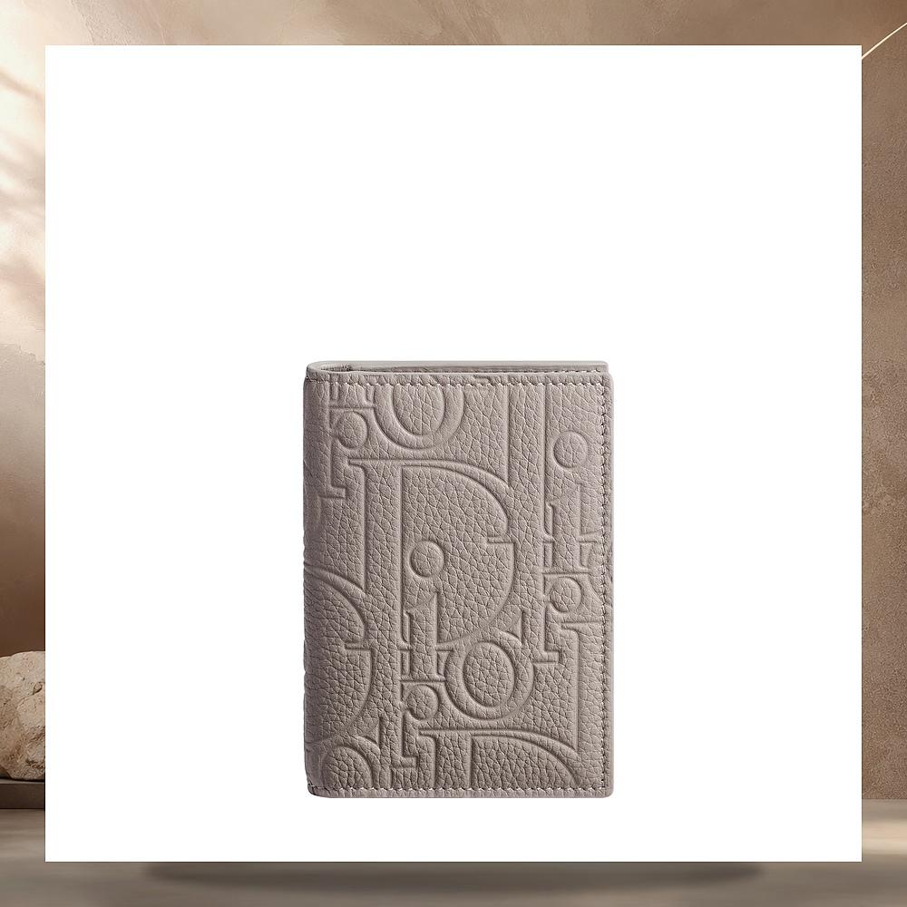 DIOR Trianon Gray Dior Gravity Leather Bifold Card Holder 2ESCH207MLMH00G