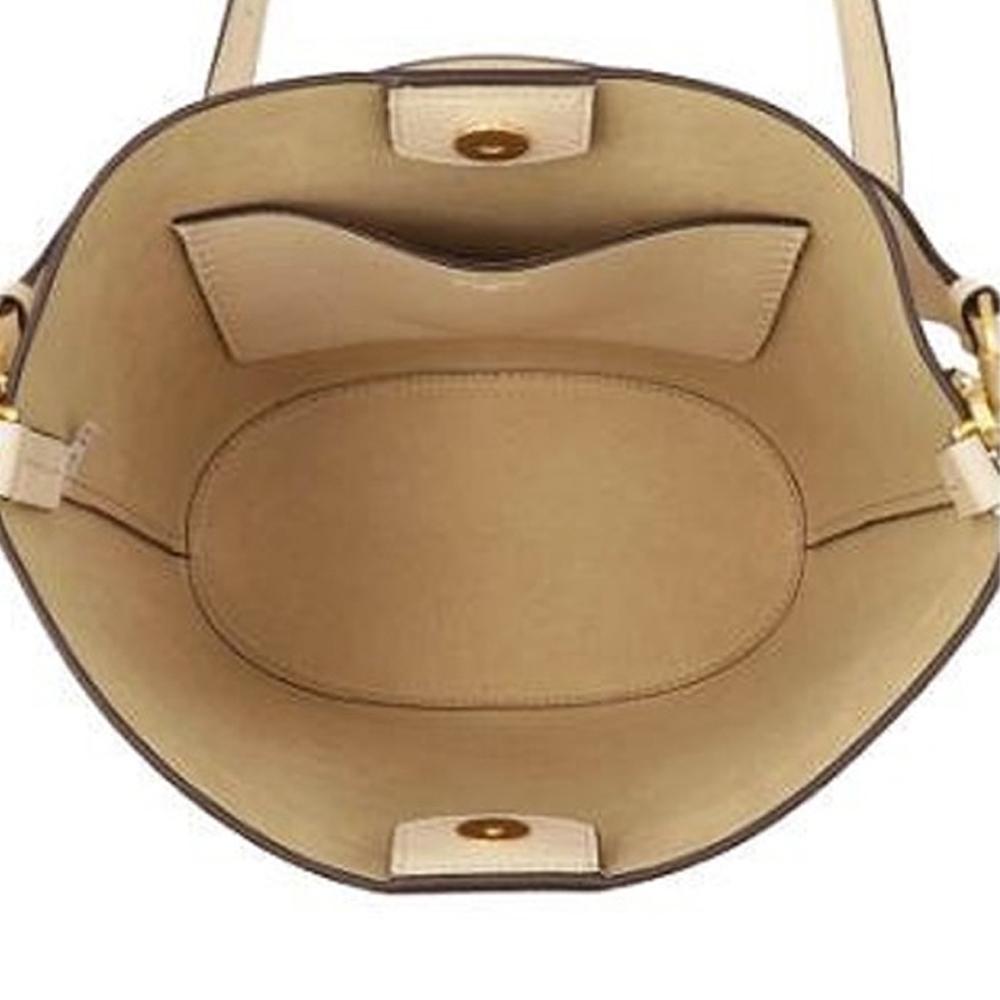 Tory Burch Logo McGraw Shoulder Bucket Bag Brie Yellow Leather