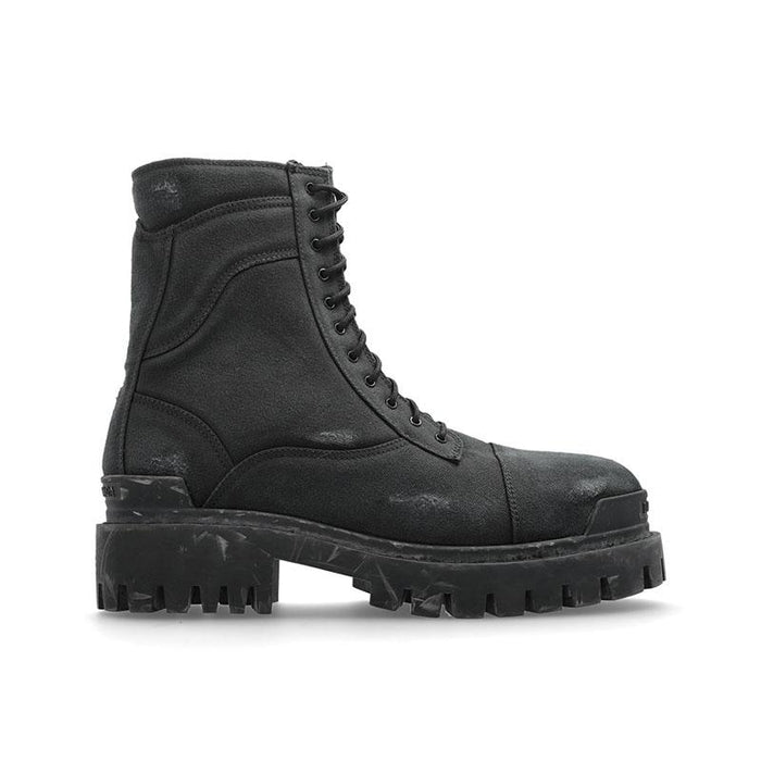 BALENCIAGA Combat Strike Leather Chelsea Boots Black Men