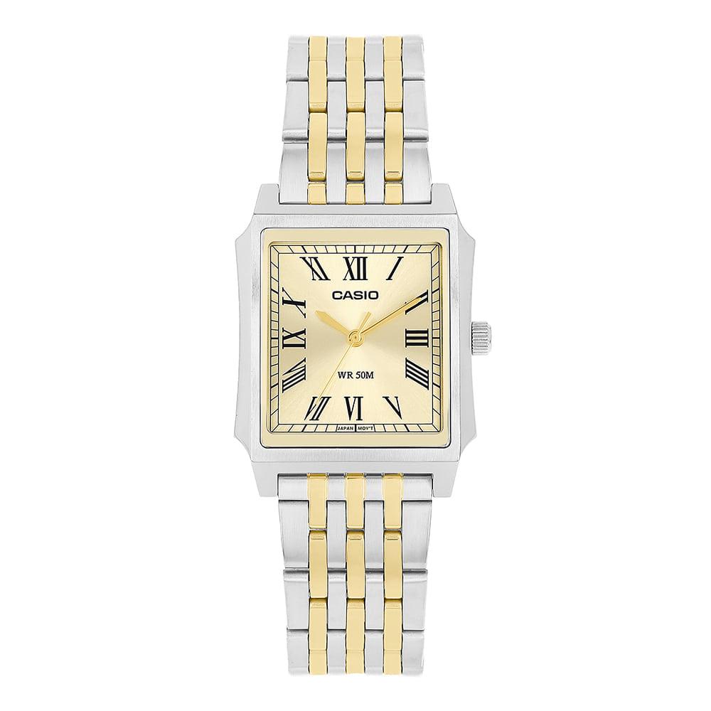 Casio Two-Tone Stainless Steel Analog Square Vintage Retro Watc MTP B190SG 9BVDF
