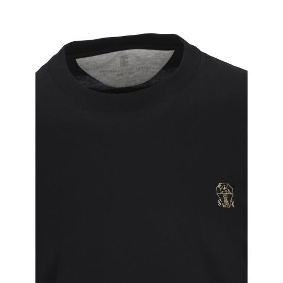 Brunello Cucinelli Cotton Jersey Crewneck T-Shirt Black Men