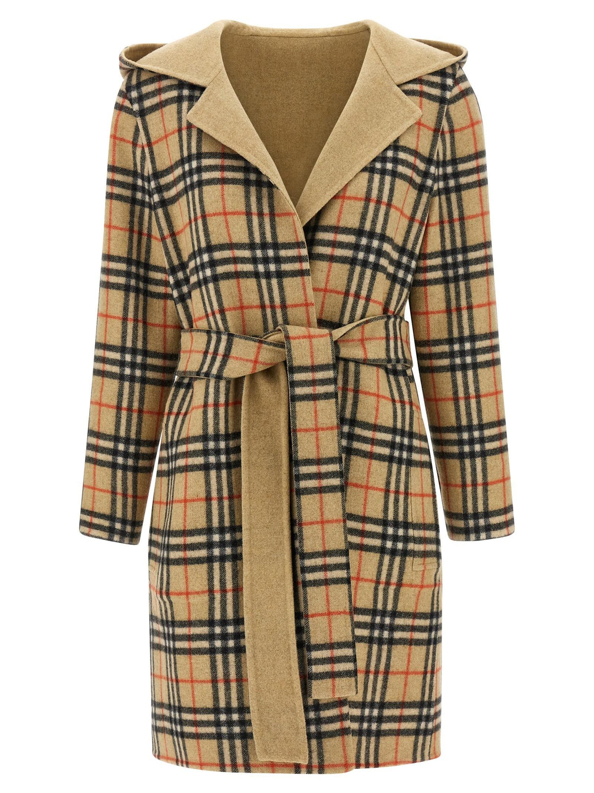 BURBERRY Sand Icon Check Cotton Trench Coat