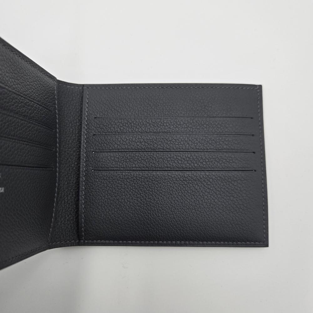 HERMES Evercolor Ardoise Citizen Twill Men’s Bifold Wallet
