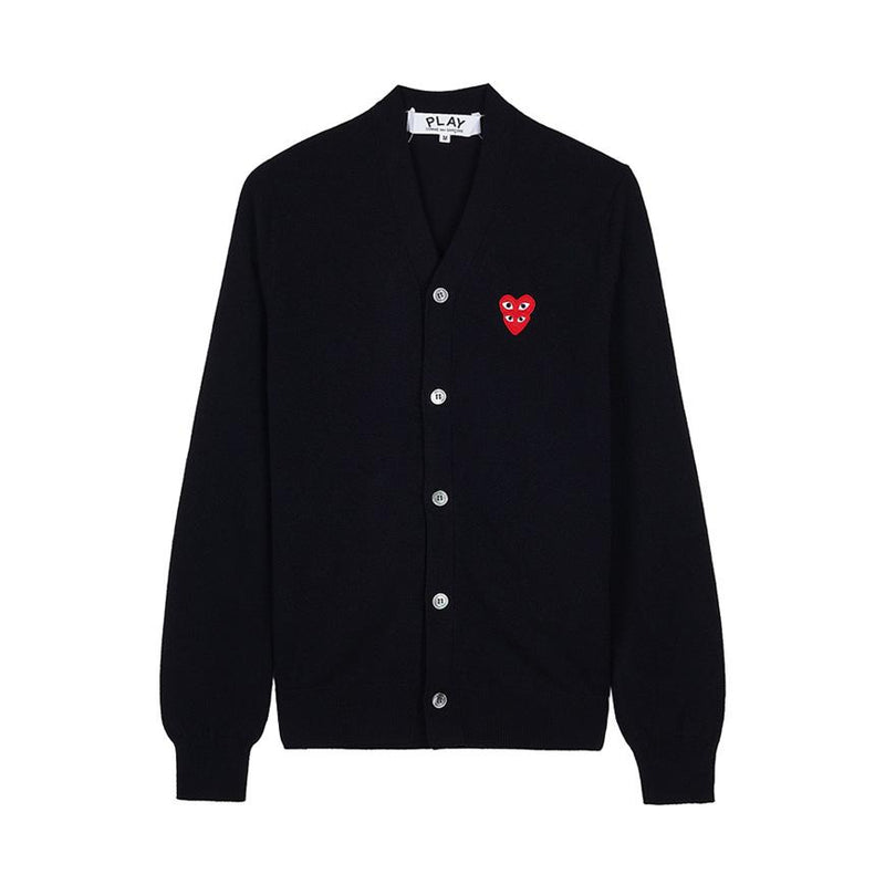 Comme des Garcons Unisex Double Heart Patch Cardigan Black