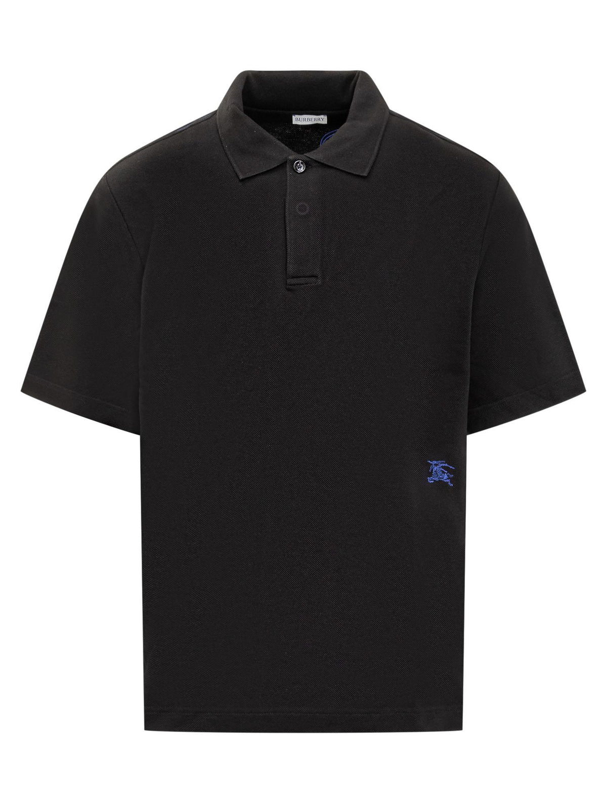 BURBERRY Black Cotton Short Sleeve Polo Shirt