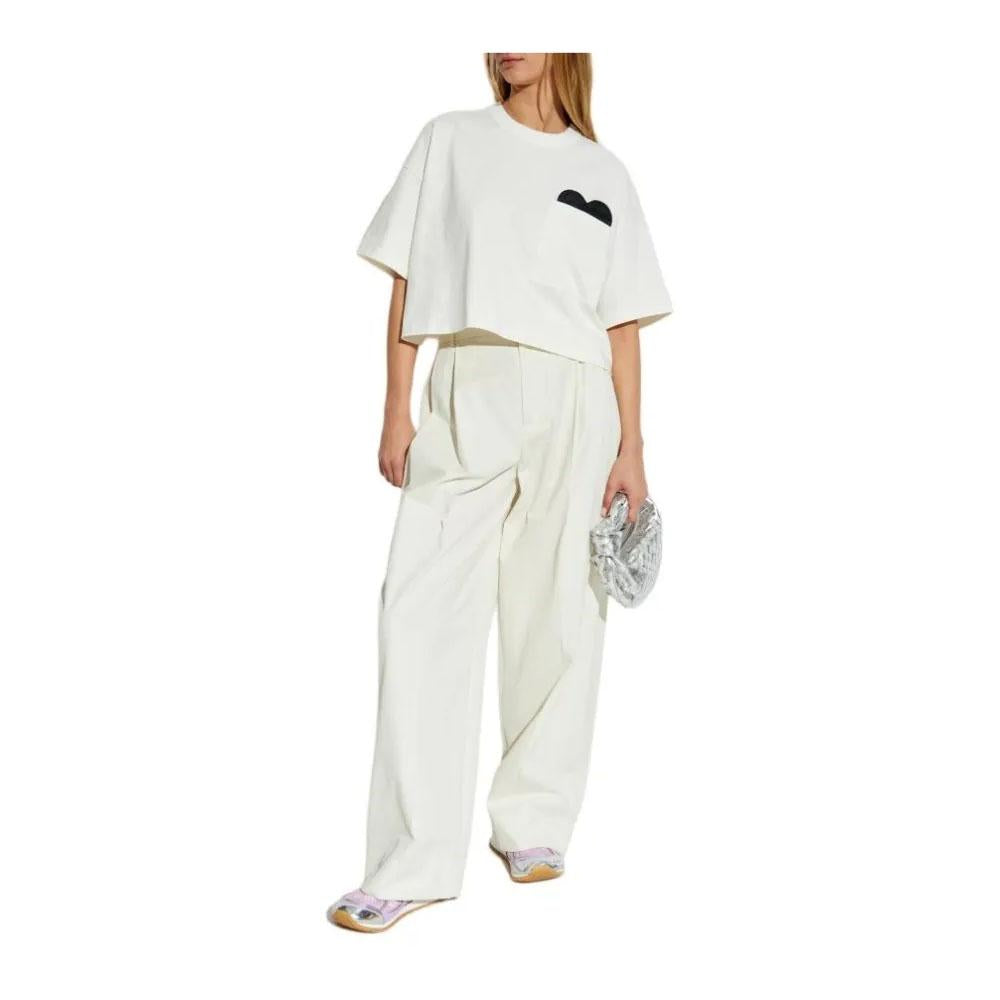 Bottega Veneta White Heart Cotton Women’s Crop T-Shirt