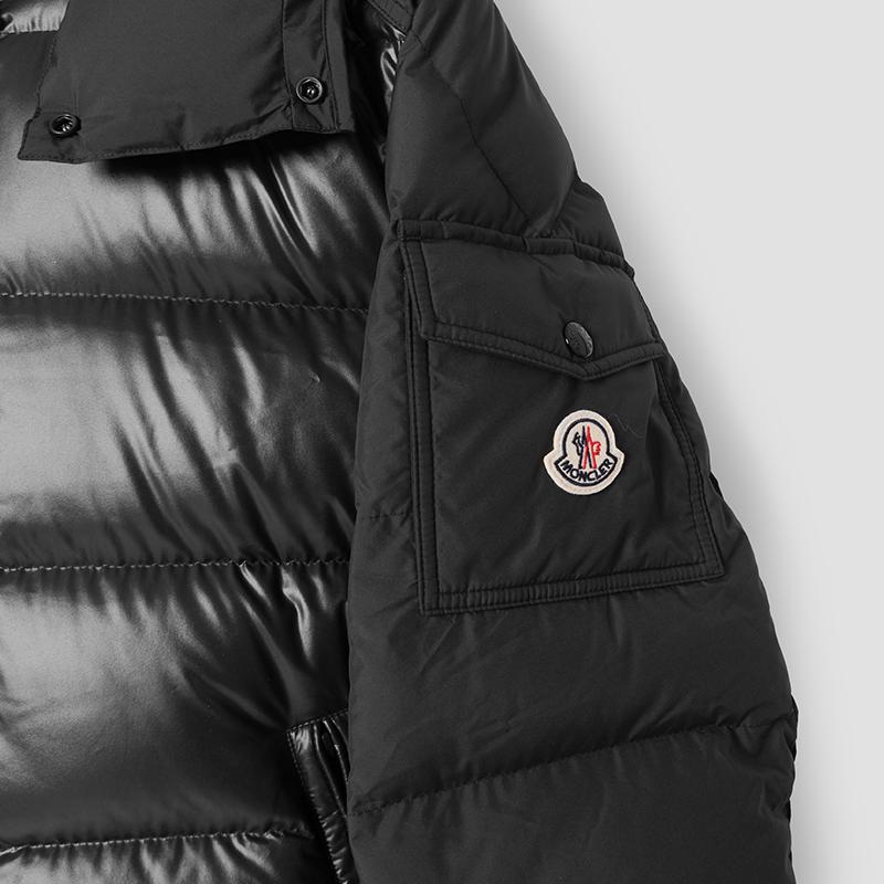 Moncler Maya Logo Patch Hooded Short Down Jacket Black