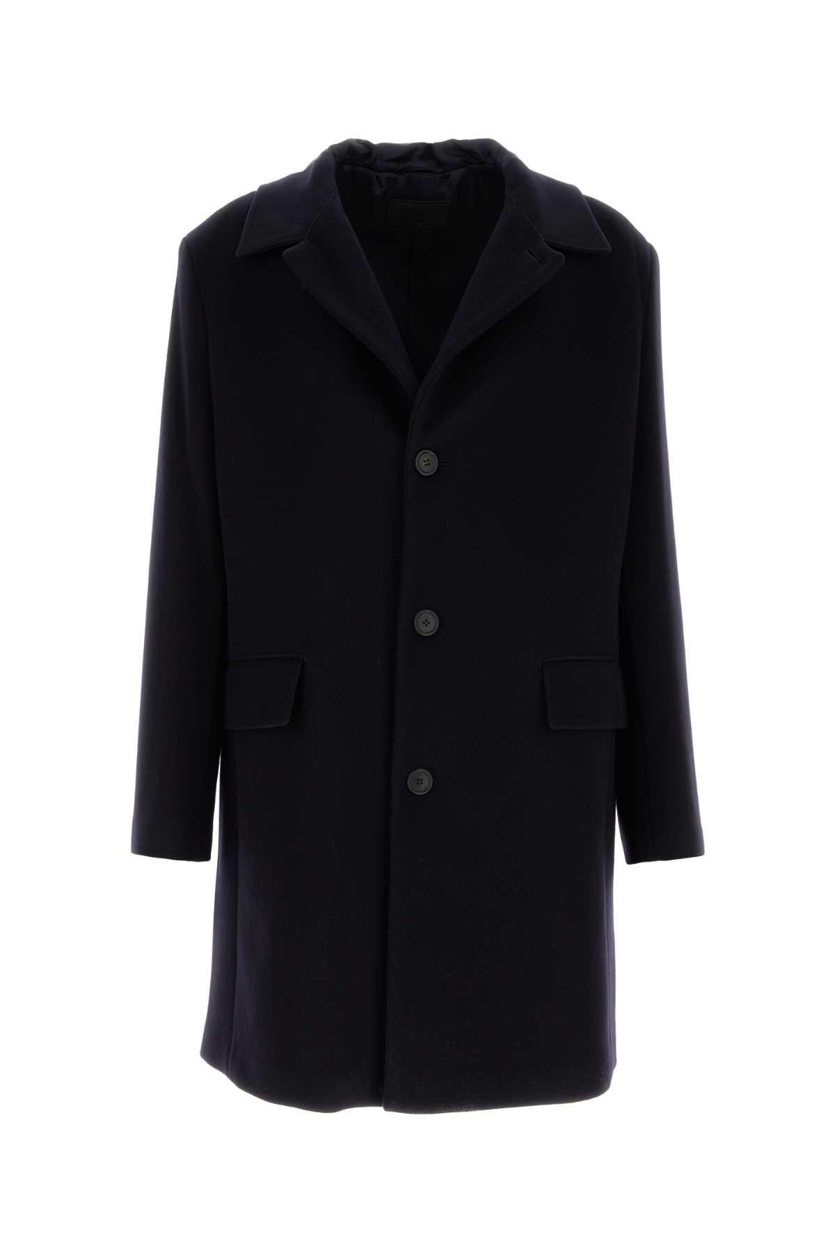 PRADA Black Wool Blend Long Coat for Men