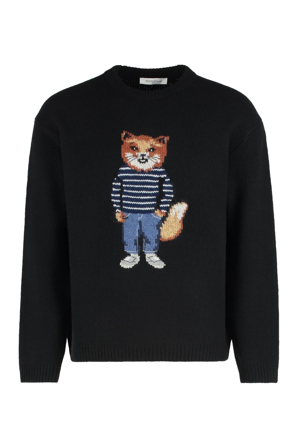 Maison Kitsune Wool Blend Crewneck Knit Sweater Men’s Navy