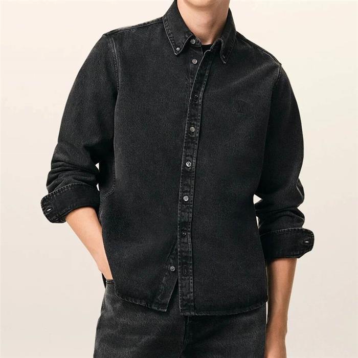 AMI Denim Cotton De Coeur Long-Sleeve Shirt