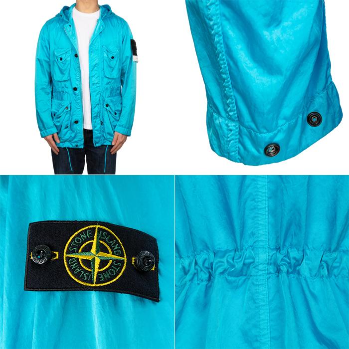 STONE ISLAND Nylon Hooded Jacket with Badge Patch Blue Men