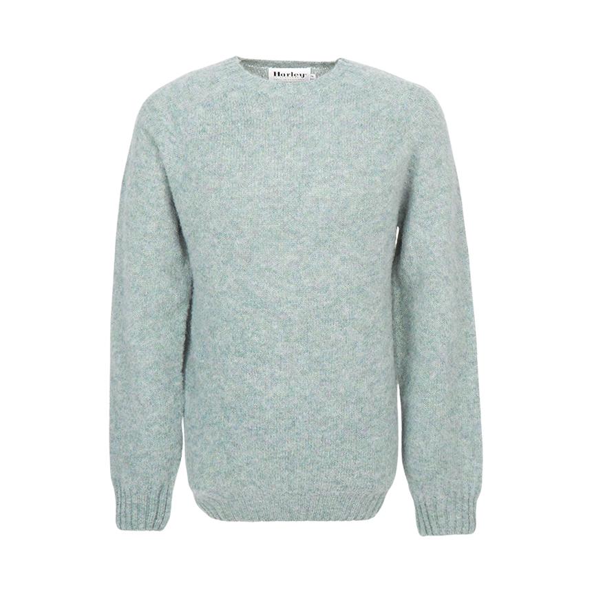 Harley OF SCOTLAND Shaggy Dog Wool Crewneck Sweater Men M3834 7 SEAGLASS