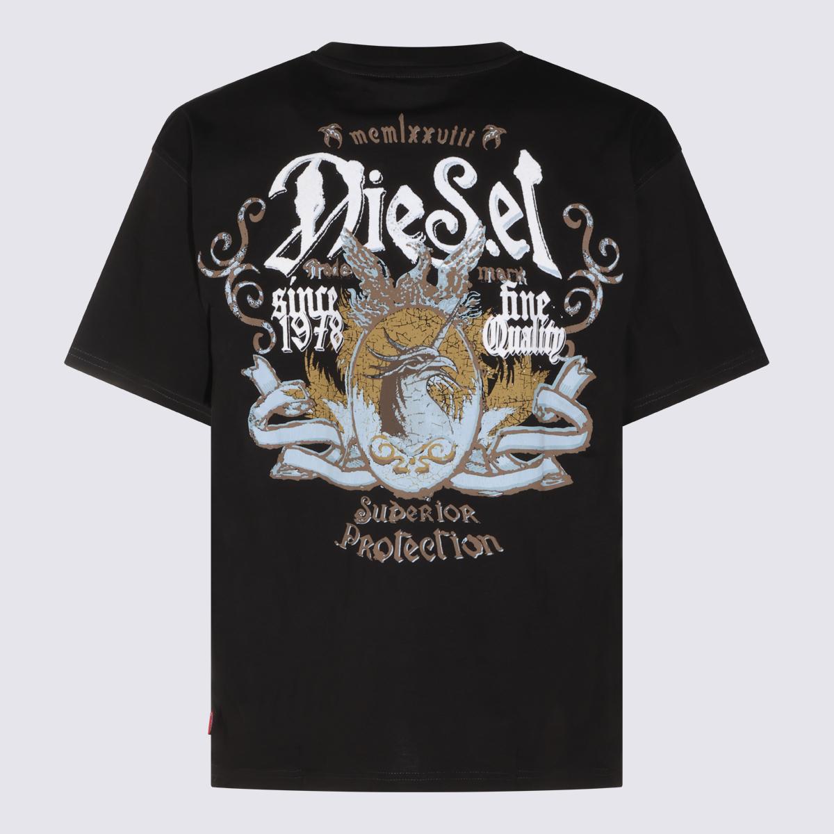 DIESEL Short Sleeve Cotton T-Shirt Black Men's Top